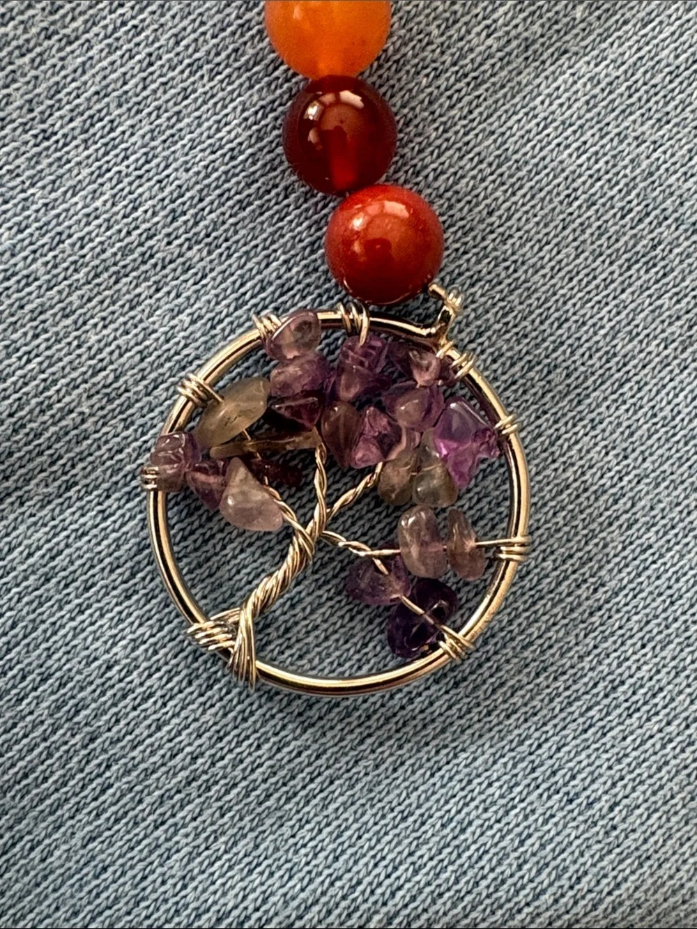 Beaded Chakra Tree of Life Keychain - Purple, Red, Orange, Green, Blue NWOT
